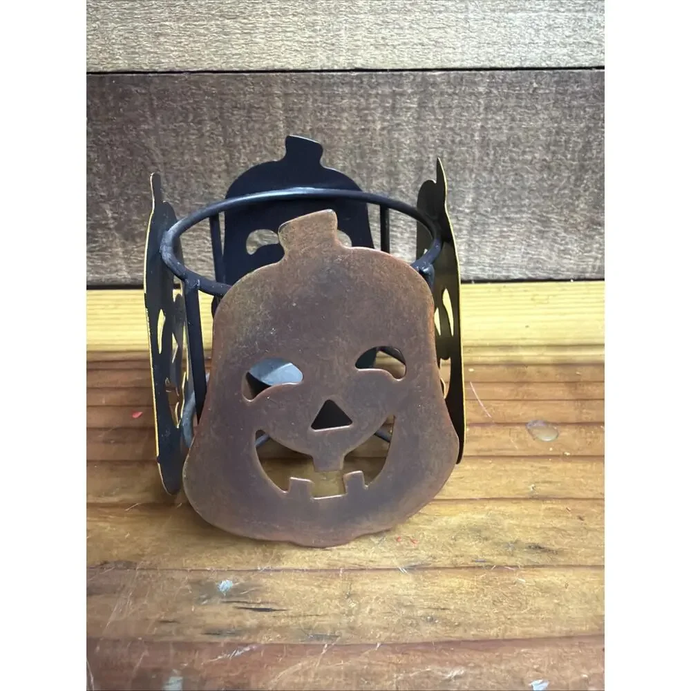 Russ Pumpkin Jack-o’-lantern Cube Halloween Tealight Candle Holder 3.5”
